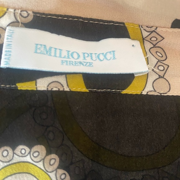 Emilio Pucci Sheer Button Down Shirt in Black,Cream, Yellow Silk Top Sz 6 - Picture 13 of 16